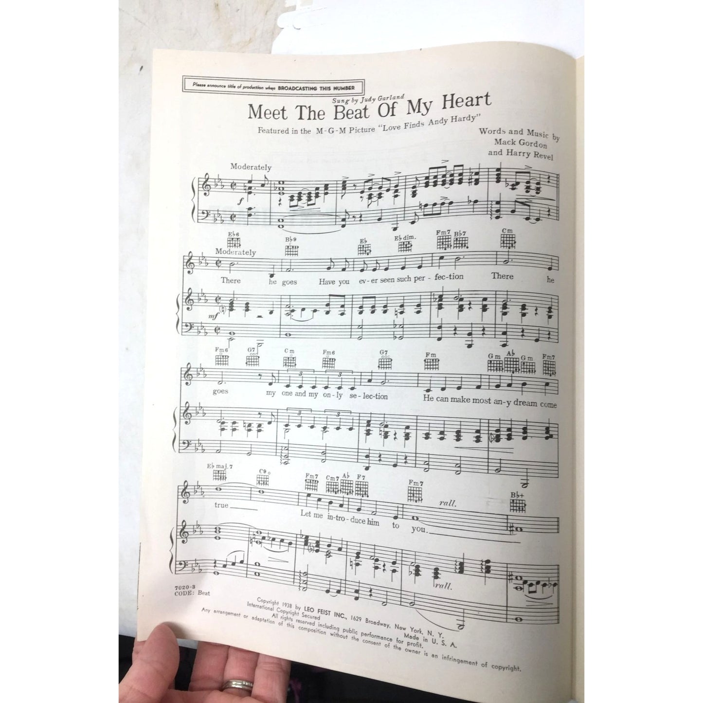 Vintage 'Meet the Beat of My Heart' Sheet Music - A+ Stuff