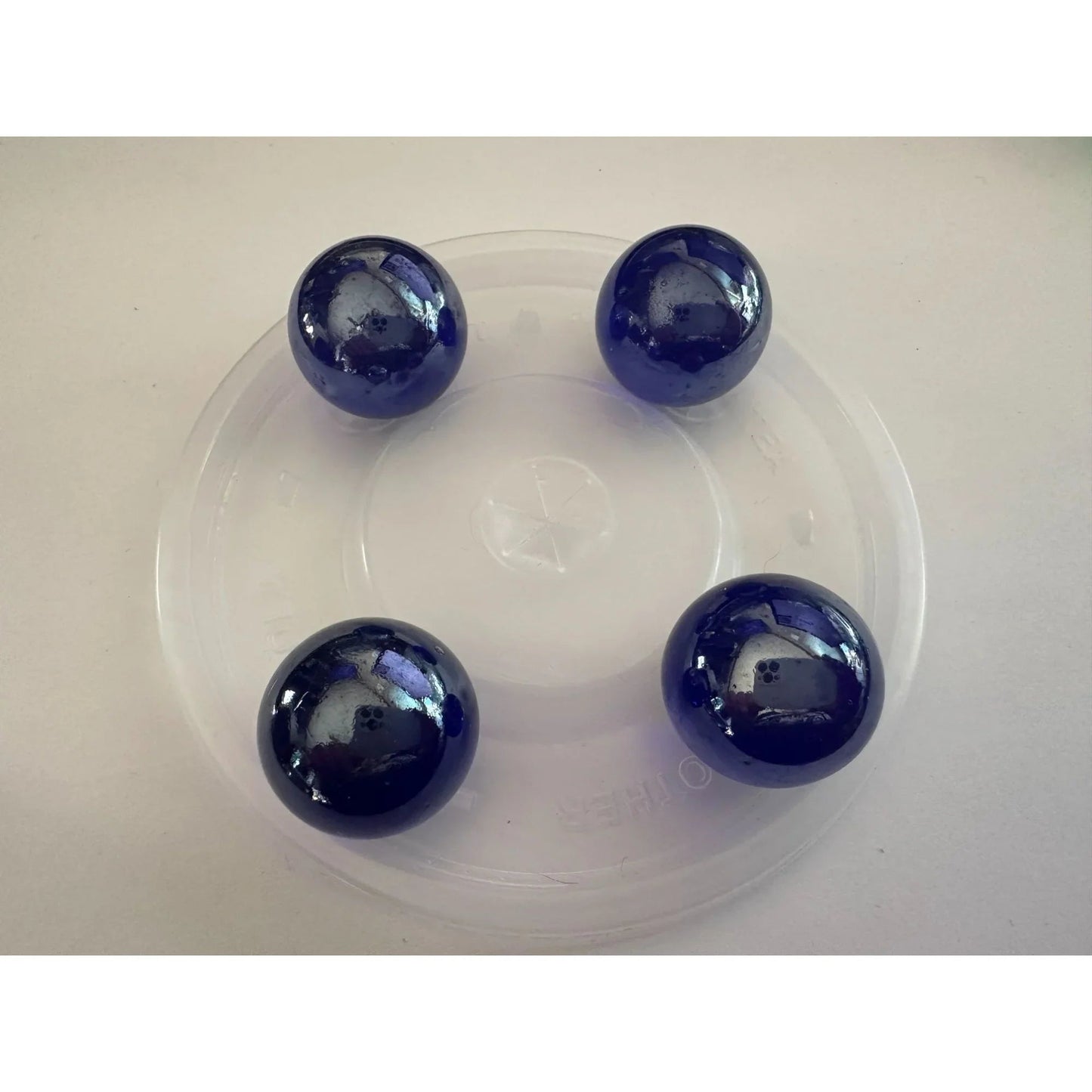 4 Vintage Navy Blue Shiny Large Glass Shooter Marbles - A+ Stuff - Collectibles - A+ Stuff
