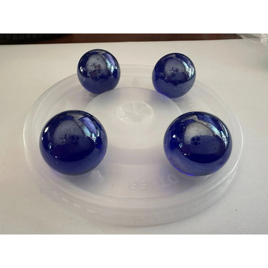 4 Vintage Navy Blue Shiny Large Glass Shooter Marbles - A+ Stuff - Collectibles - A+ Stuff