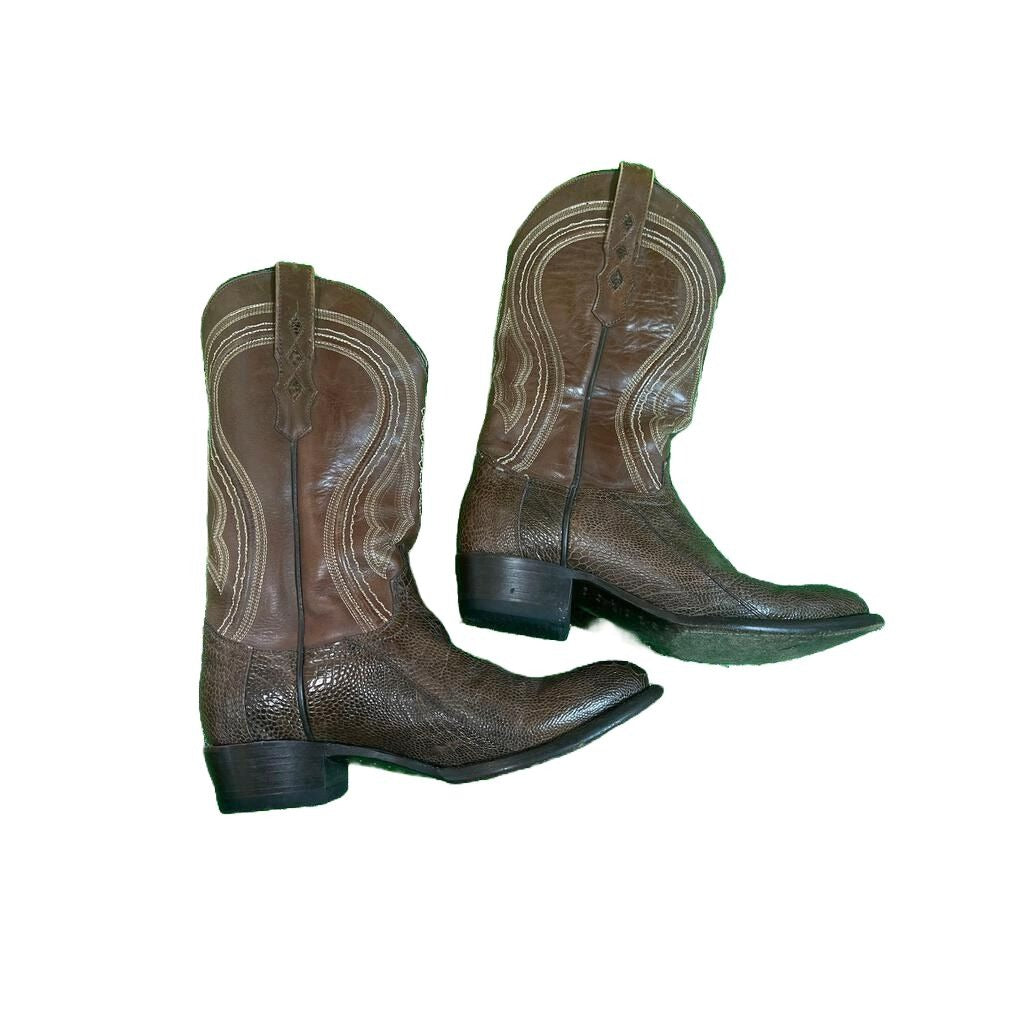 Vaccari Brown Snakeskin Leather Cowboy Boots USA 8 EE