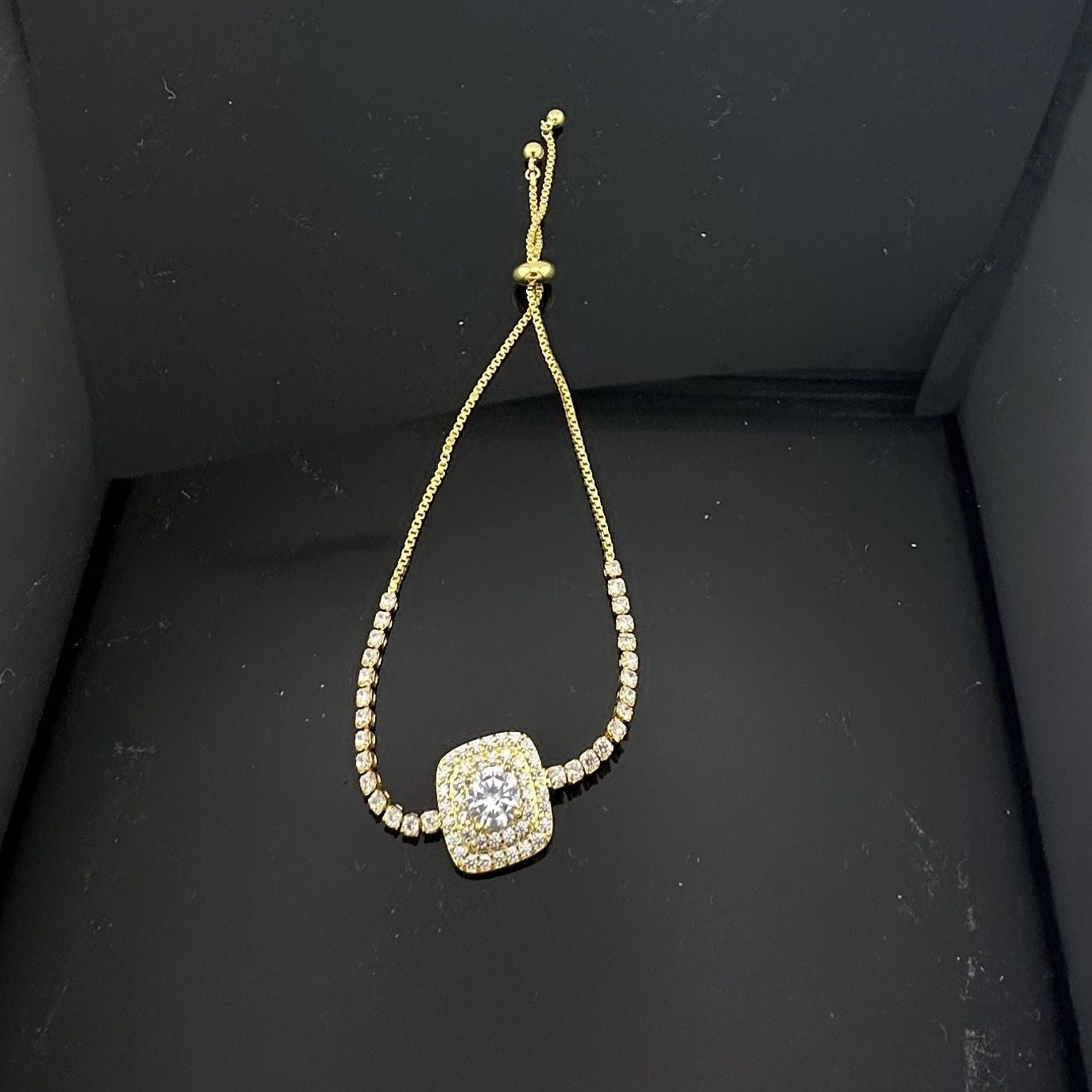 14kt Gold Plated Bolo Bracelet with 4.5 Carat White Topaz Gemstones