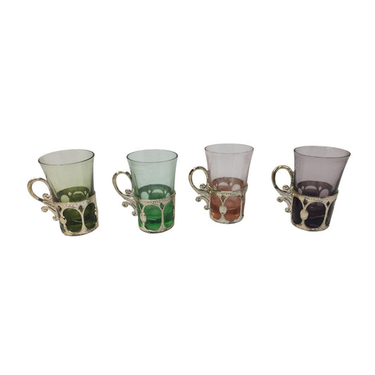 Vintage Set of 4 Colorful Shot Glasses- each about 2.5" tall