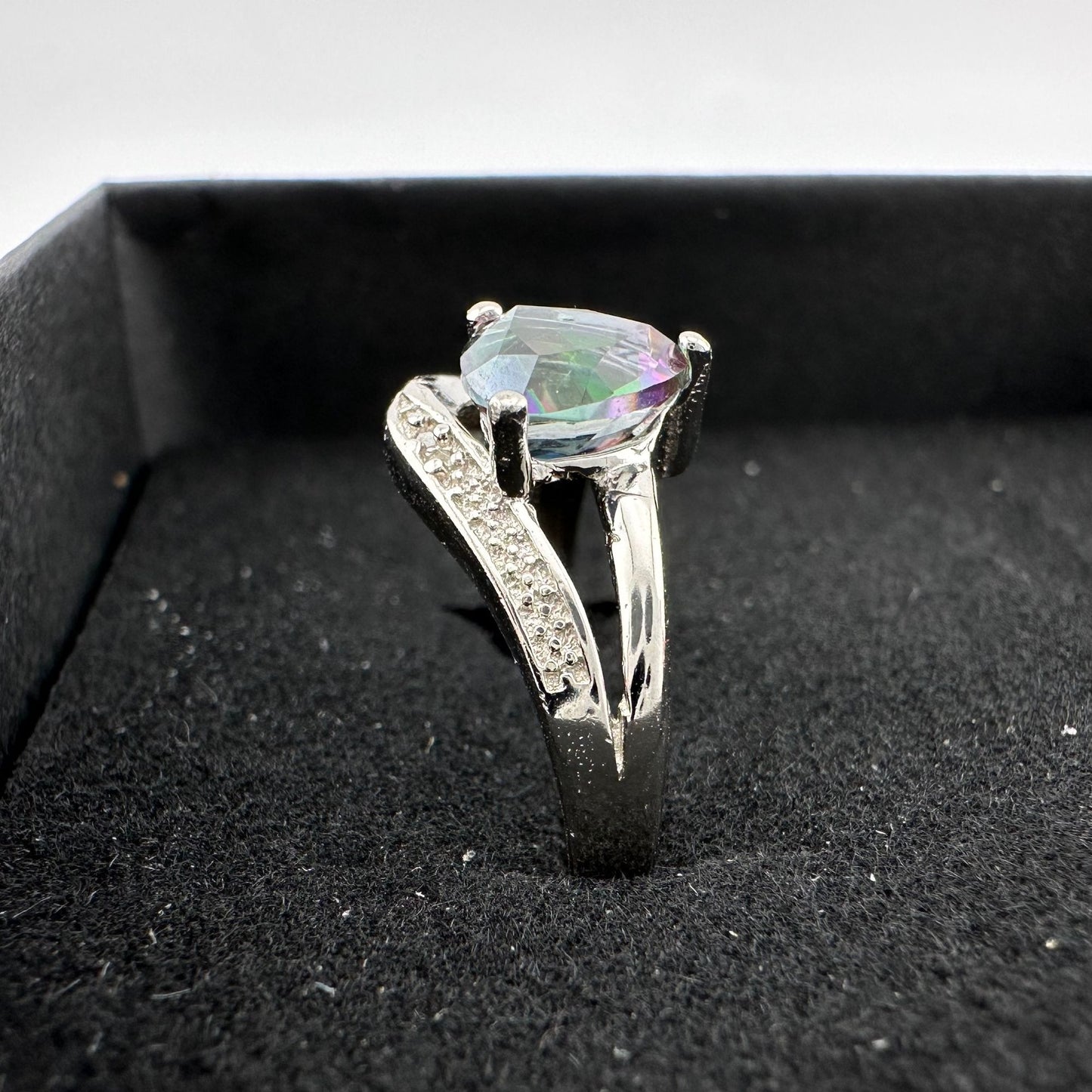 Trillion Cut Mystic Topaz Ring Size 7 - Sterling