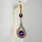 Pretty Teardrop Purple African Amethyst Earrings with Detailing and Gold Overlay