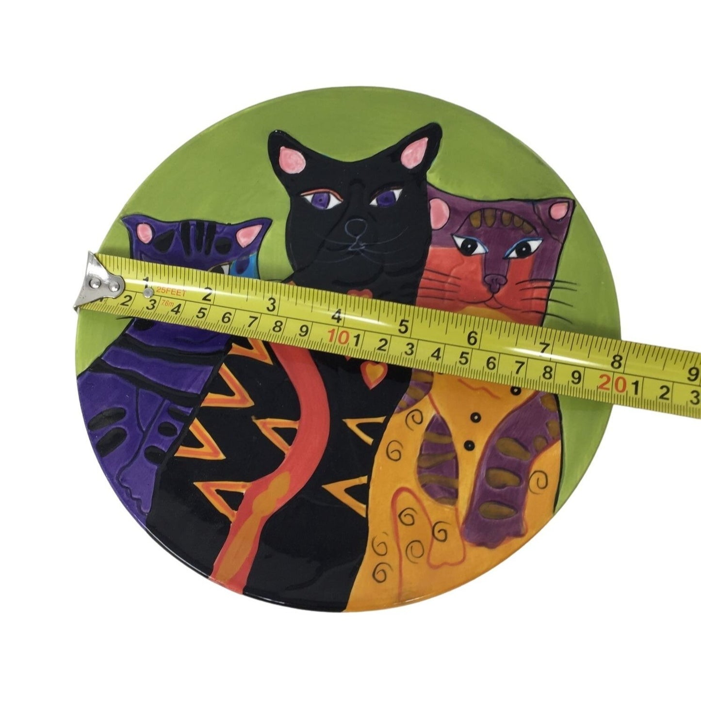 Abstract Art Decorative Cat Plates - 3D Texturing -  10"  & 8" - Bold Colors