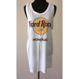 Hard Rock Cafe Honolulu Size Large Unisex White Tank Top