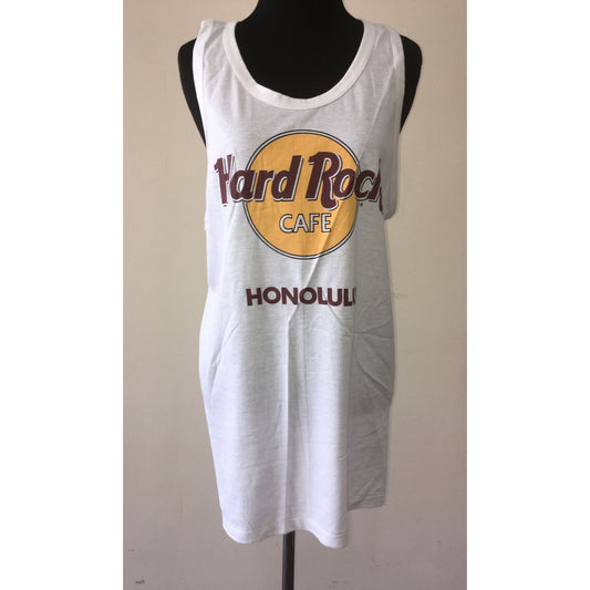 Hard Rock Cafe Honolulu Size Large Unisex White Tank Top