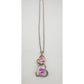 Beautiful Hearts Entwined 2 Tone Double Heart Necklace with Heart Shaped Gemstones