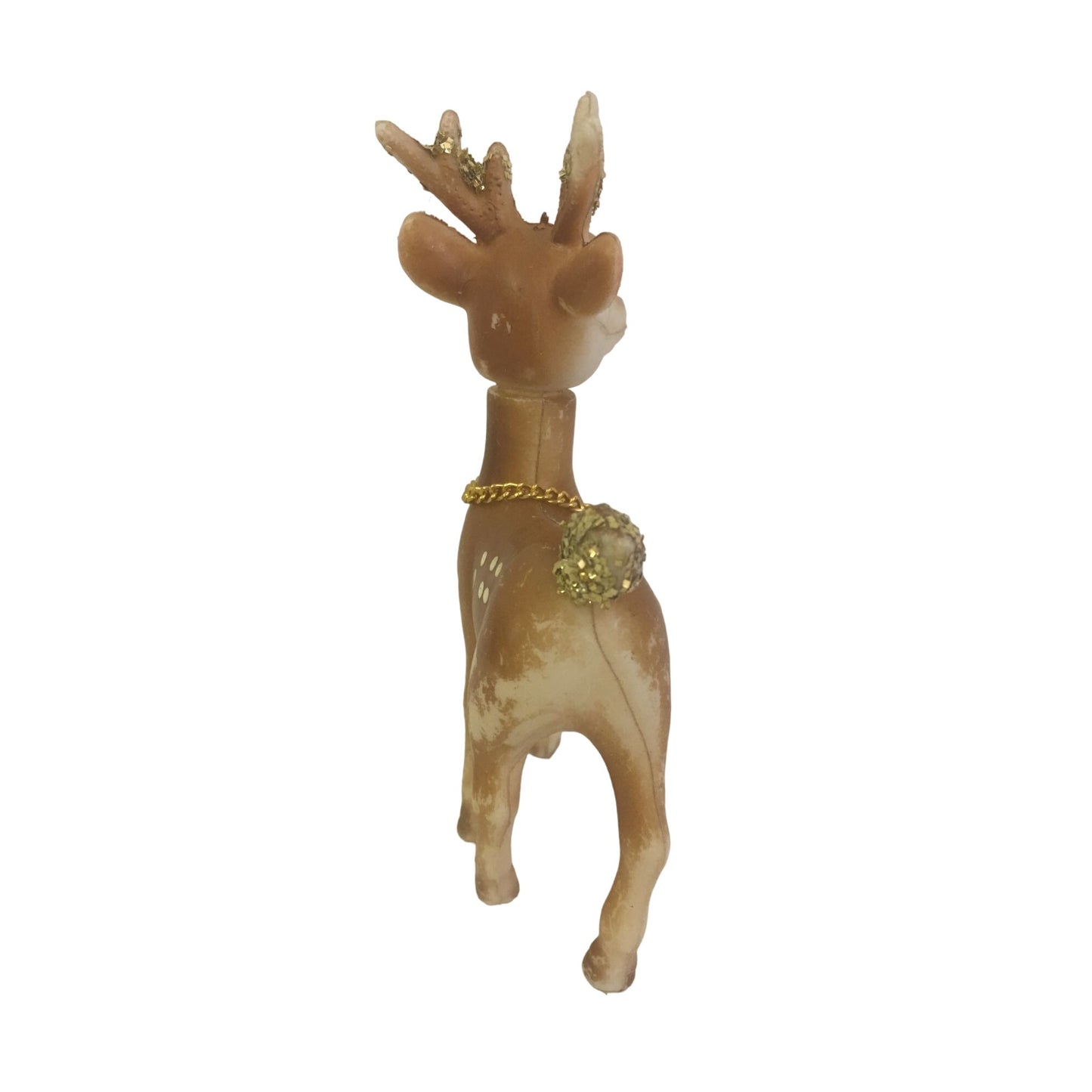 Vintage Plastic Swivel Head Small Miniature reindeer Figurine Wearing Bell Necklace