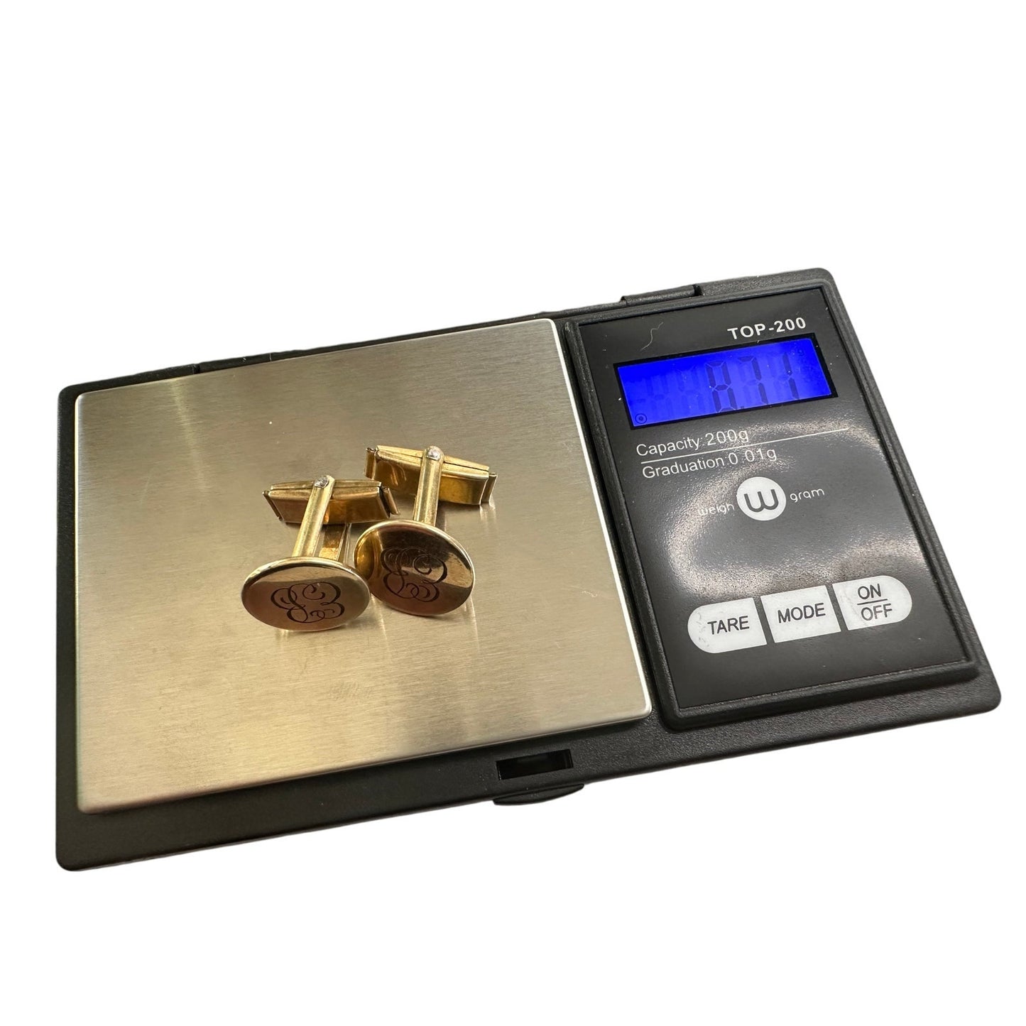 Nanasi 12kt Gold Filled Men's Cufflinks - Script EB Initials etched on front