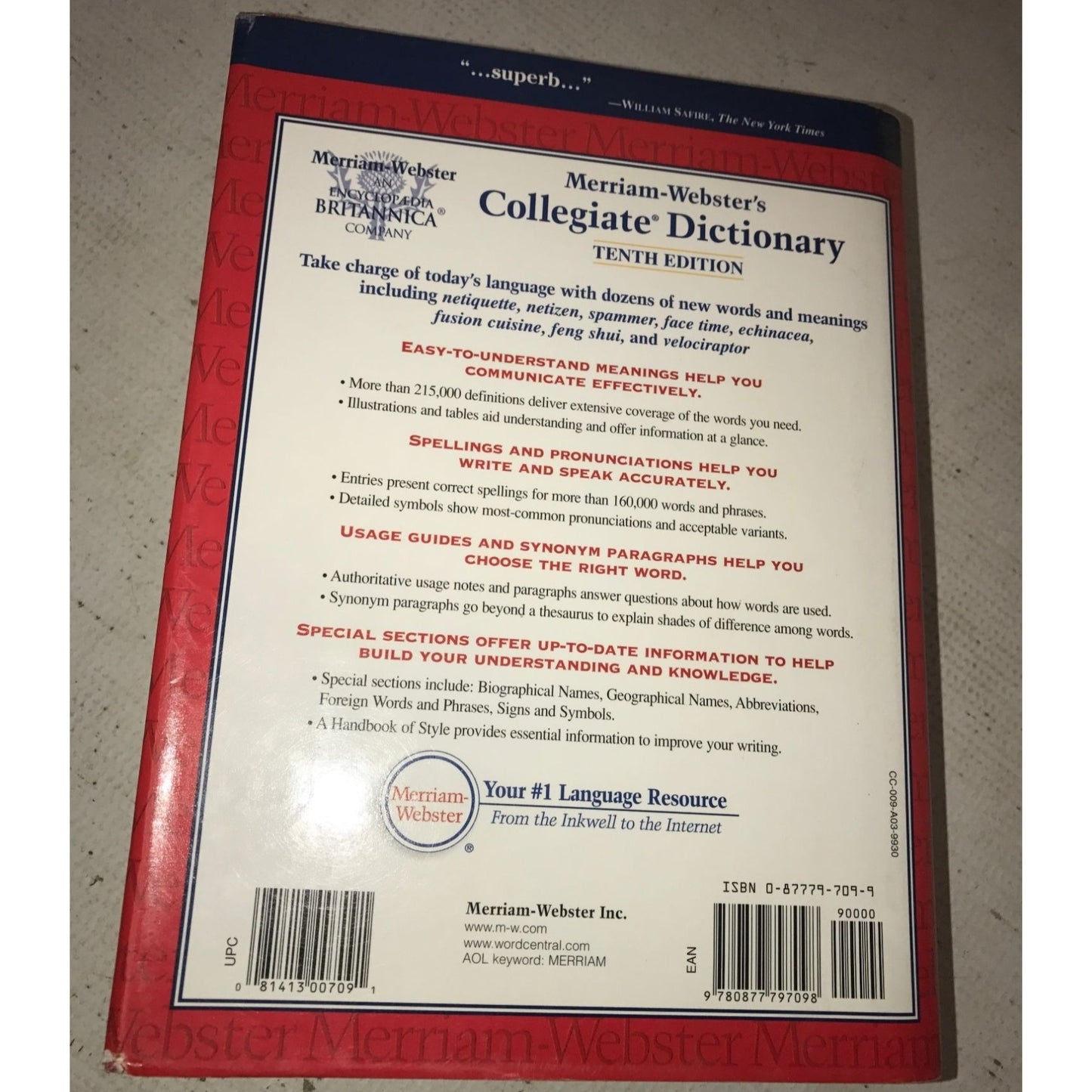 Merriam-Webster's Collegiate Dictionary 10th Edition by Merriam-Webster