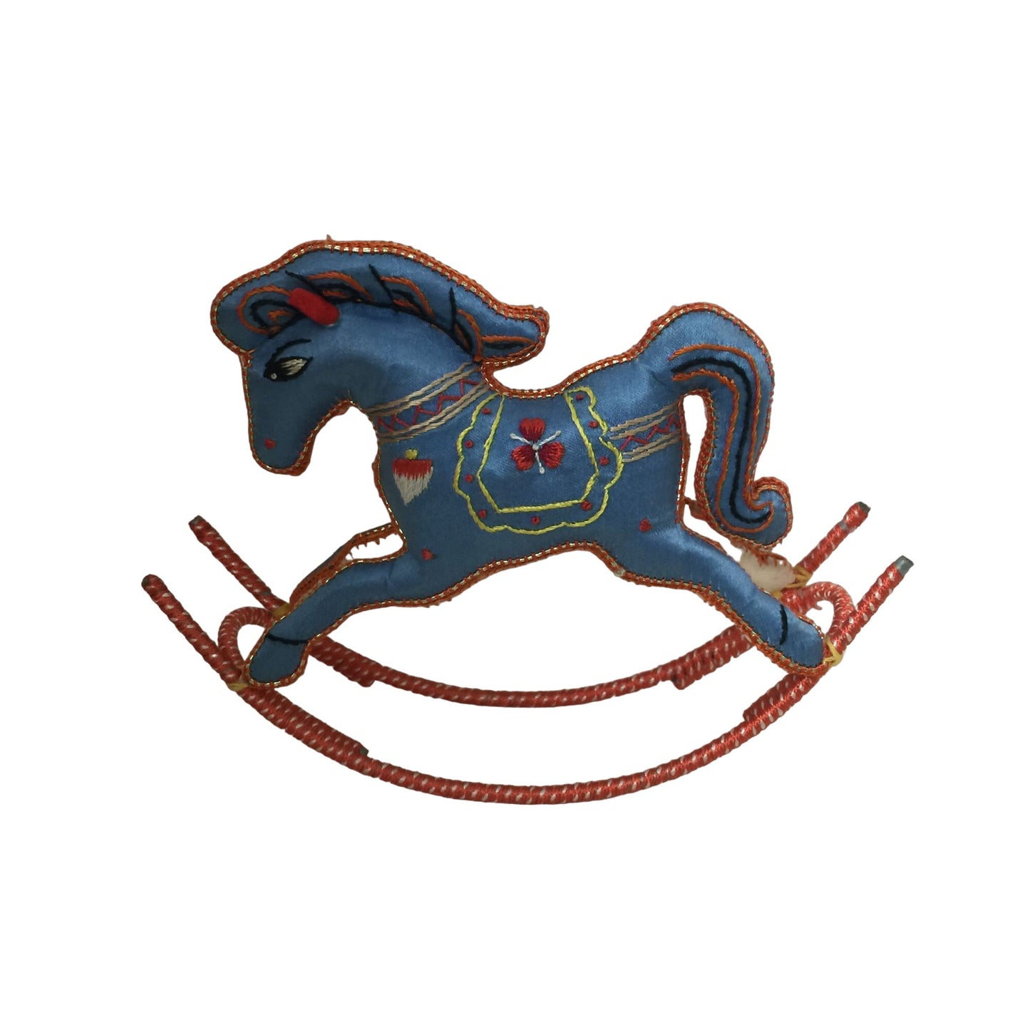 Vintage Christmas Embroidered Rocking Horse Figurine