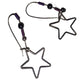 Vintage Womens/Girls Silver and Purple Dangly Star Earrings