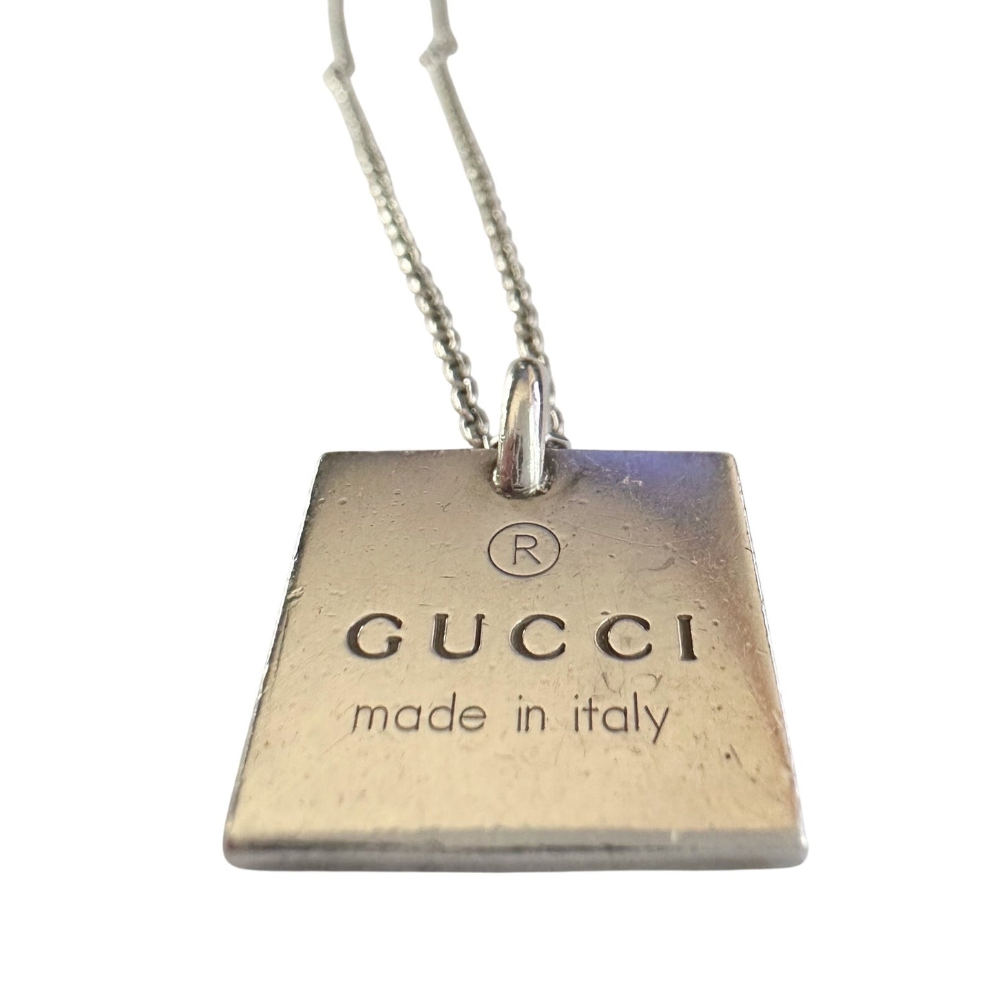 Gucci Logo Square Pendant on 19" Chain