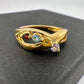 Mother's Multi-Gemstone Bypass Ring - Sterling Silver with 14kt Gold Overlay  Size 7