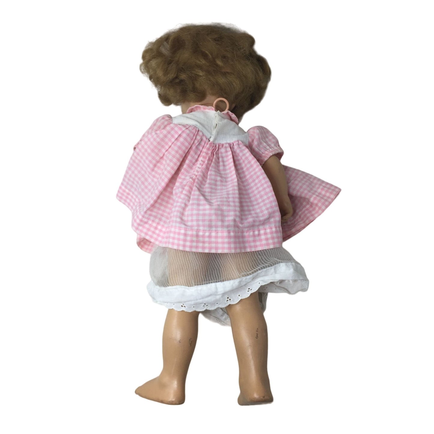 Vintage Freckled Baby Doll Pink and White Dress With Pull String (Doesn't Work)