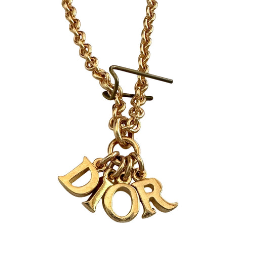 Christian Dior Logo Letter Charm Style Necklace