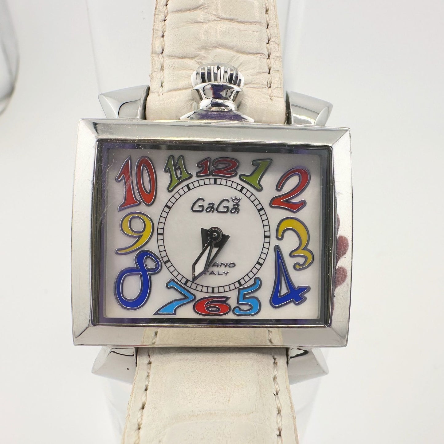 GaGa MILANO NAPOLEONE Men's Wrist watch - White Band -Stand Out Bold Face - Great Find!