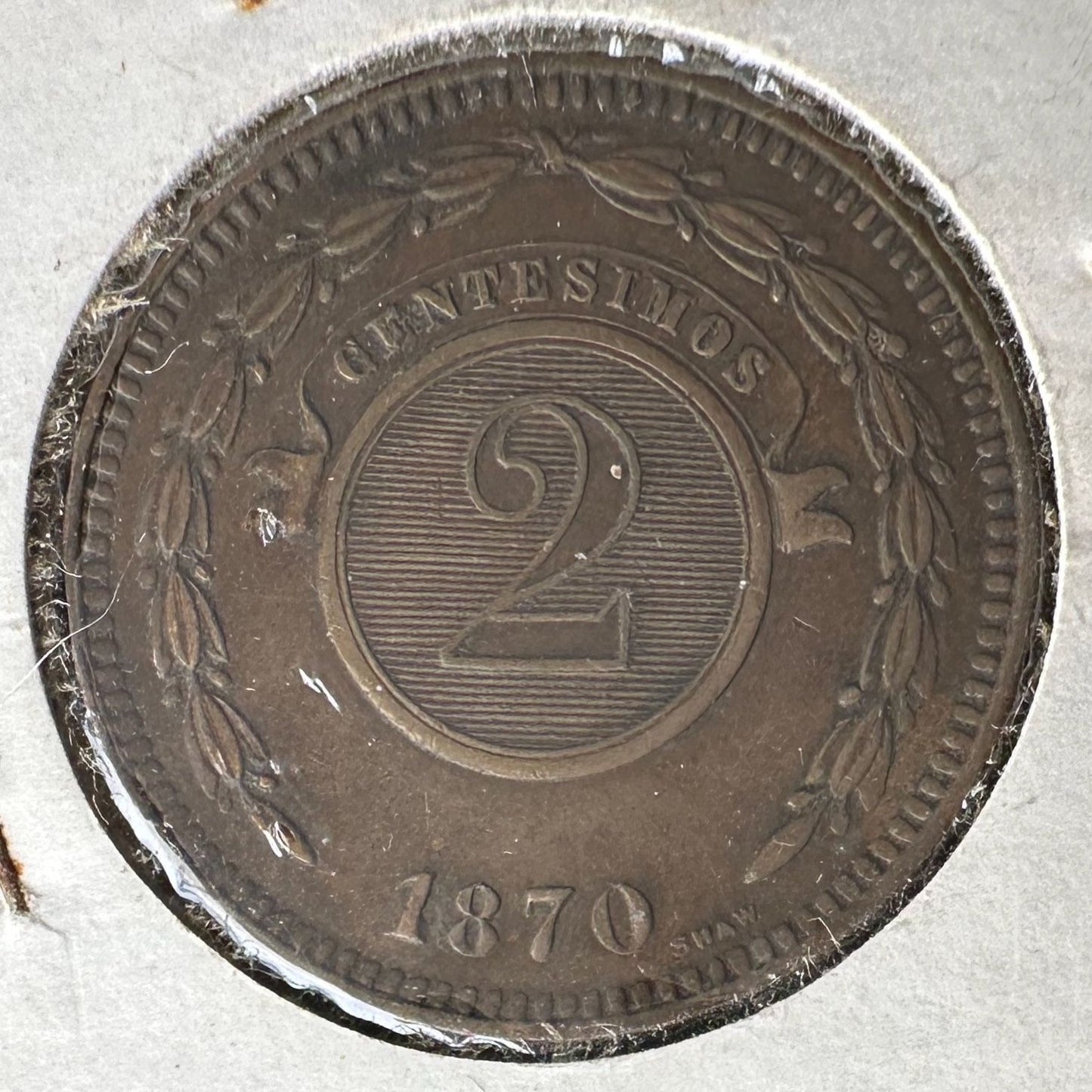 Paraguay 2 Centesimos Coin 1870 - Antique Coin