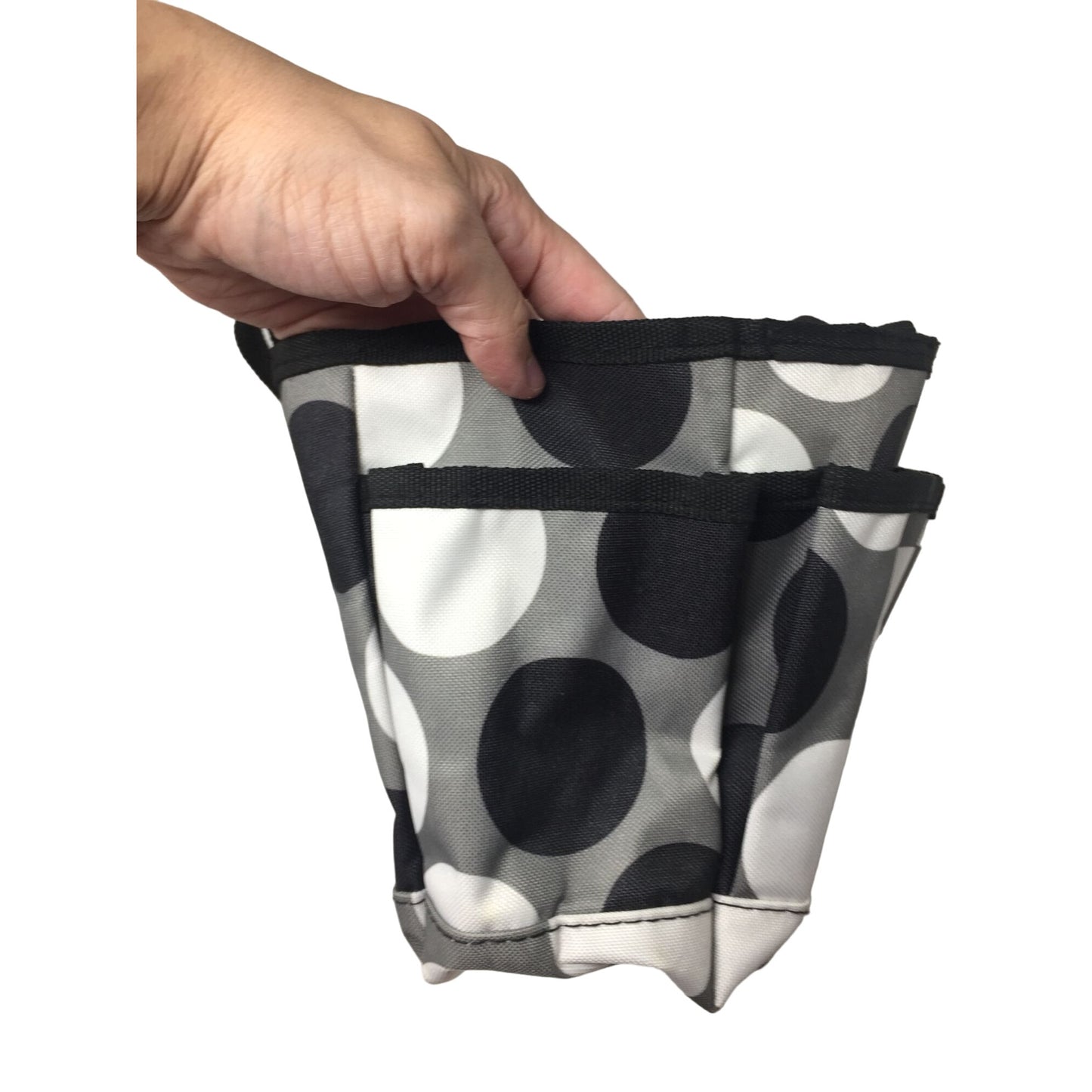 Women's Thirty-One Black, Gray, White Polka Dotted Mini Tote/ Shower Caddy