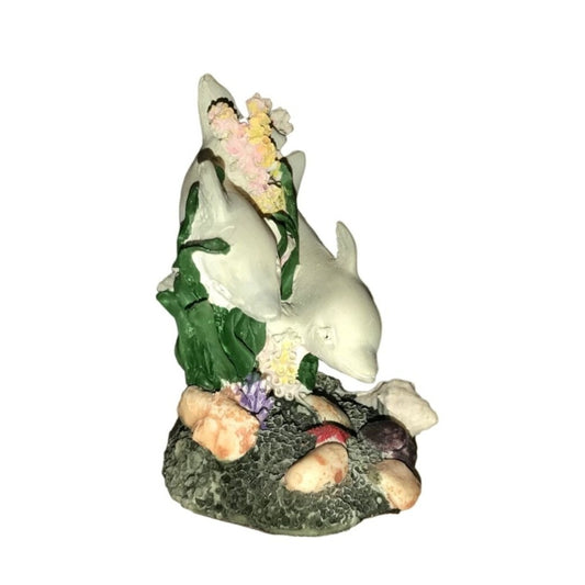 Small Miniature Figurine- 2 Dolphins Swimming by the Seabed of the Ocean