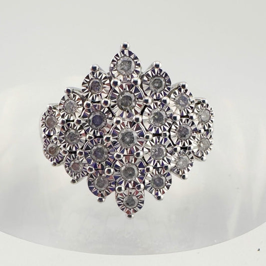 Beautiful 1/2 Carat Natural Diamond Cluster Ring in Sterling Silver - Diamonds Galore!