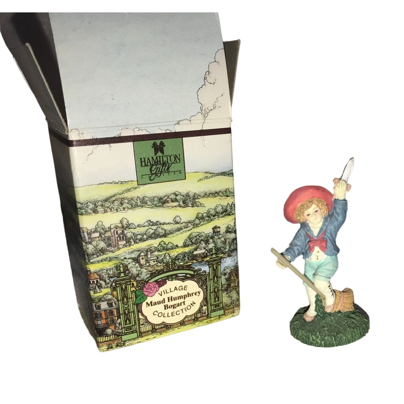 Enesco Boy Playing Figurine- Village Maud Humphrey Bogart Collection