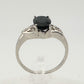 Black Sapphire and Diamond Accent Oval Ring - Sterling Silver - Size 7 - Simple Beauty!