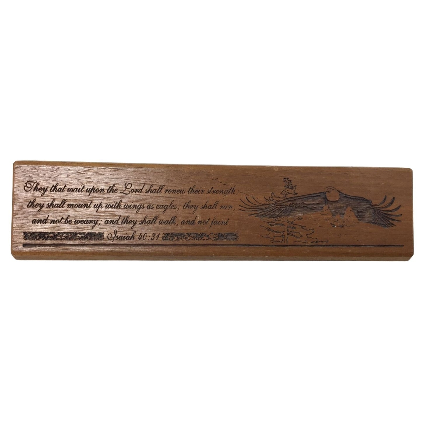 Wooden Desk Decor/Sign With Religious Bible Scripture Isaiah 40:31 In Cursive on it