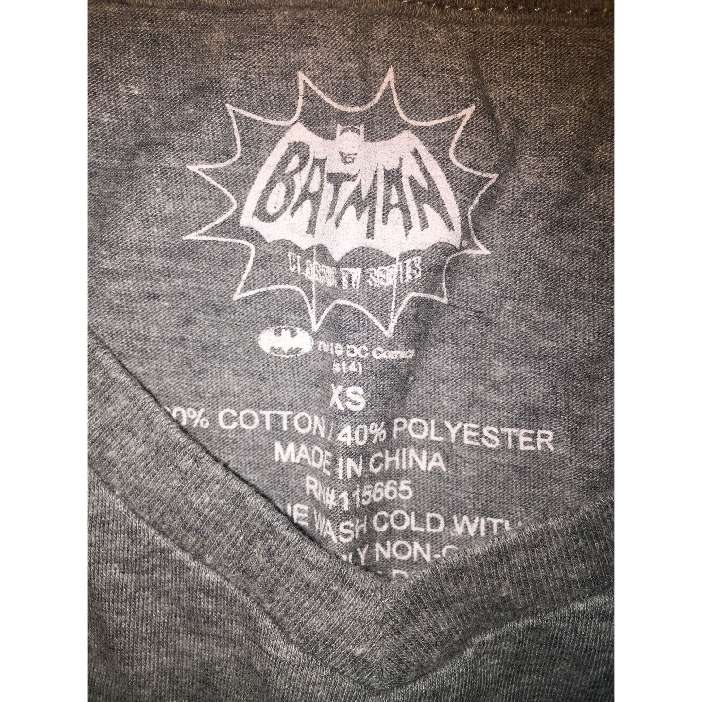 Batman T Shirt - Gray with sleeve stripes - Womens size XS