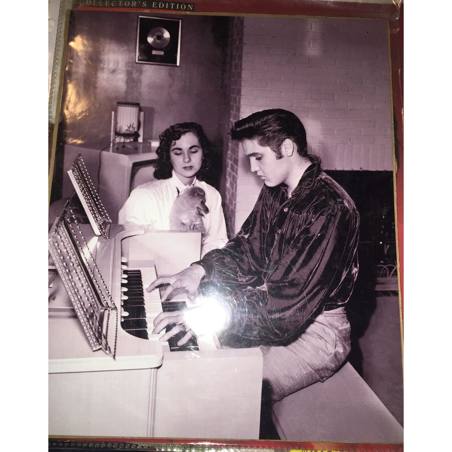 Vintage Black and White Photo of Elvis Presley Playing the Organ - About 10 by 8 inches