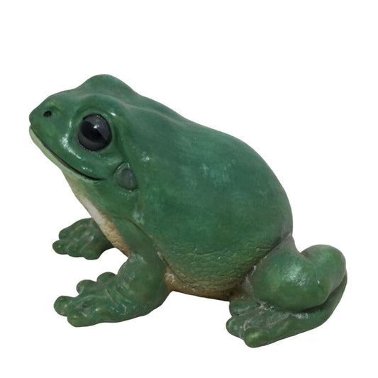 Small Green Frog w/ Light Green/Yellow Belly and Dark Eyes Figurine