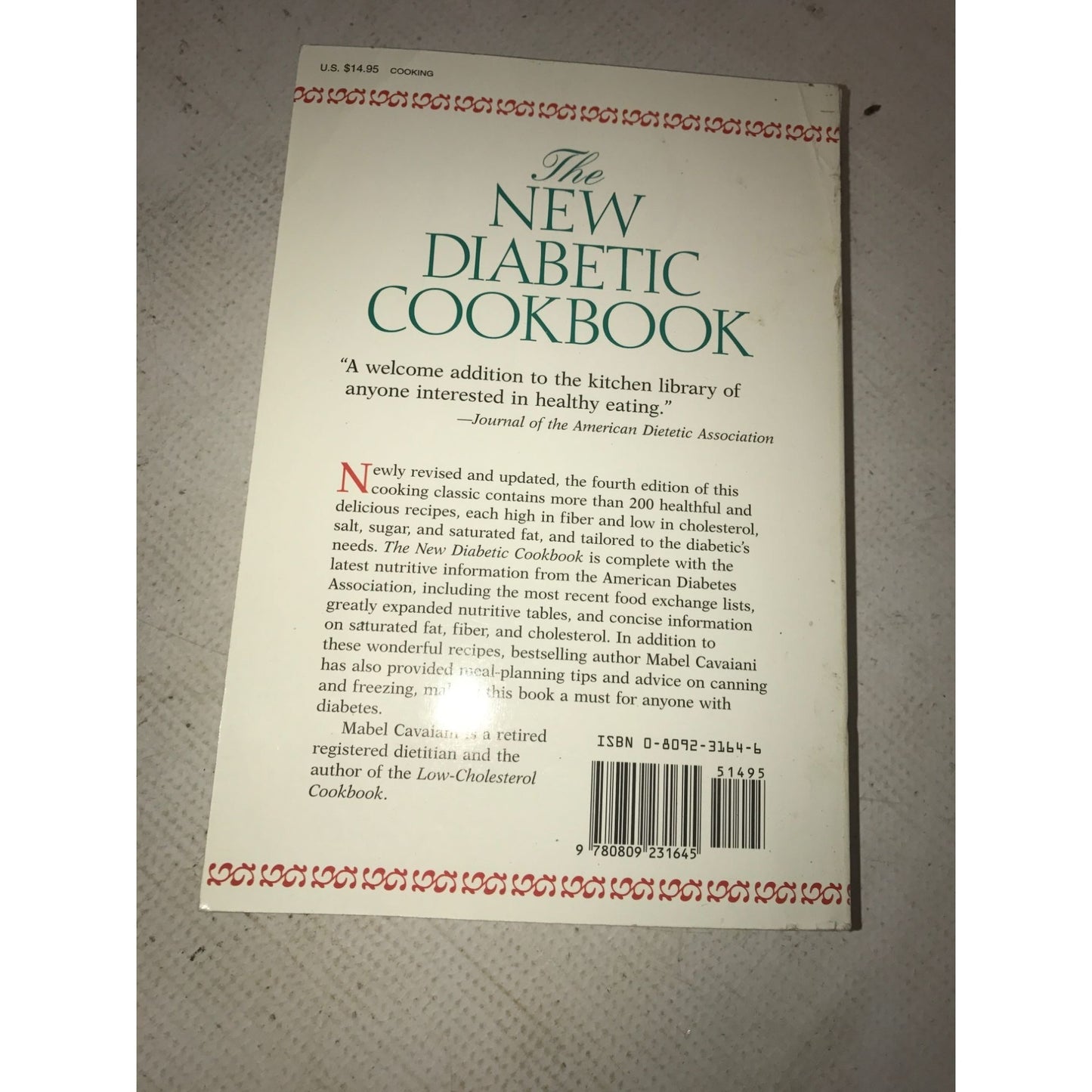 The New Diabetic Cookbook By Mabel Cavaiani Book