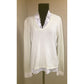 Nieman Marcus Cashmere Relaxed V-Neck Sweater with Lace Trim Size Large