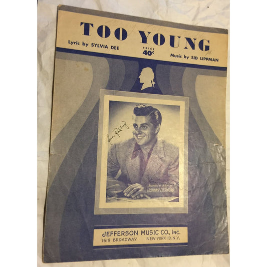 Too Young by Sylvia Dee & Sid Lippman Jefferson Music Co Inc Vintage Sheet music