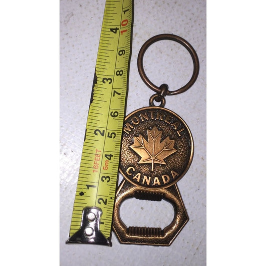 Montreal Canada Bronze Colored Bottle Opener Key Chain - About 4"