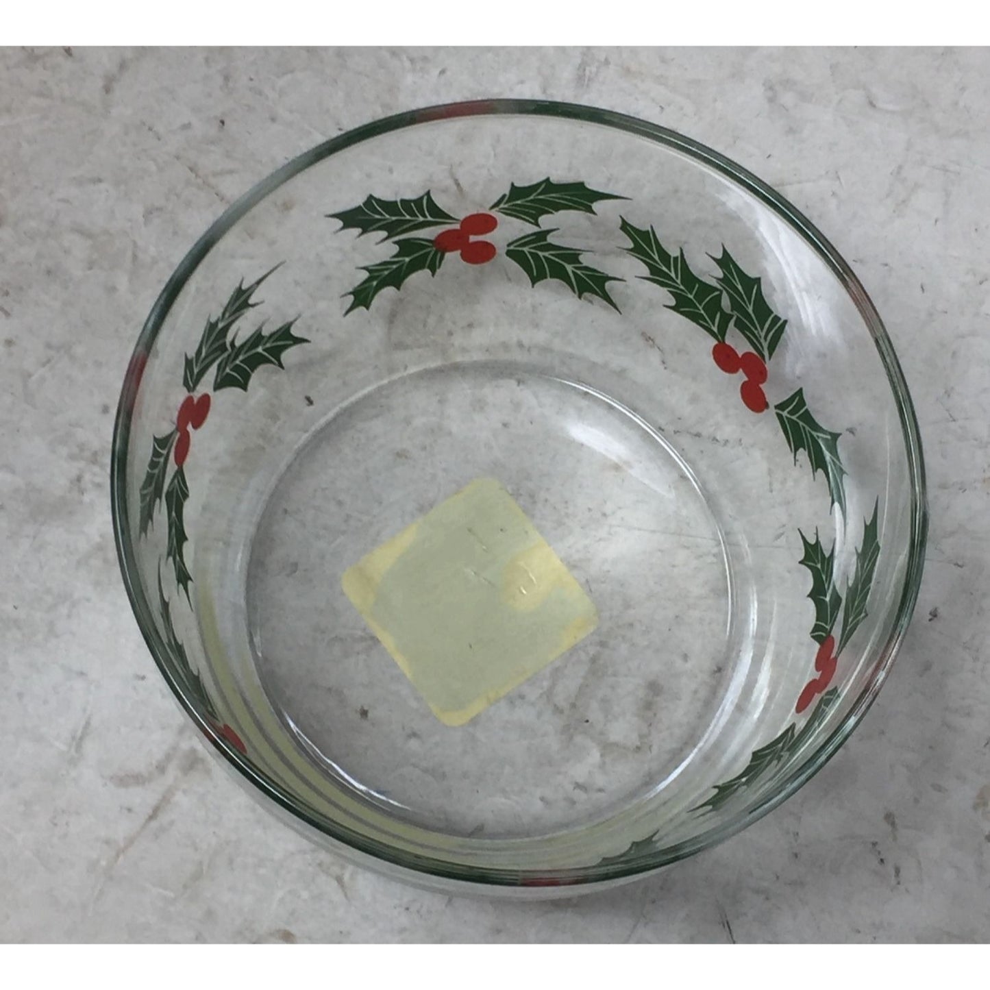 Libbey Christmas Holly Berries Small Glass Bowl- 2.5 by 4 inches