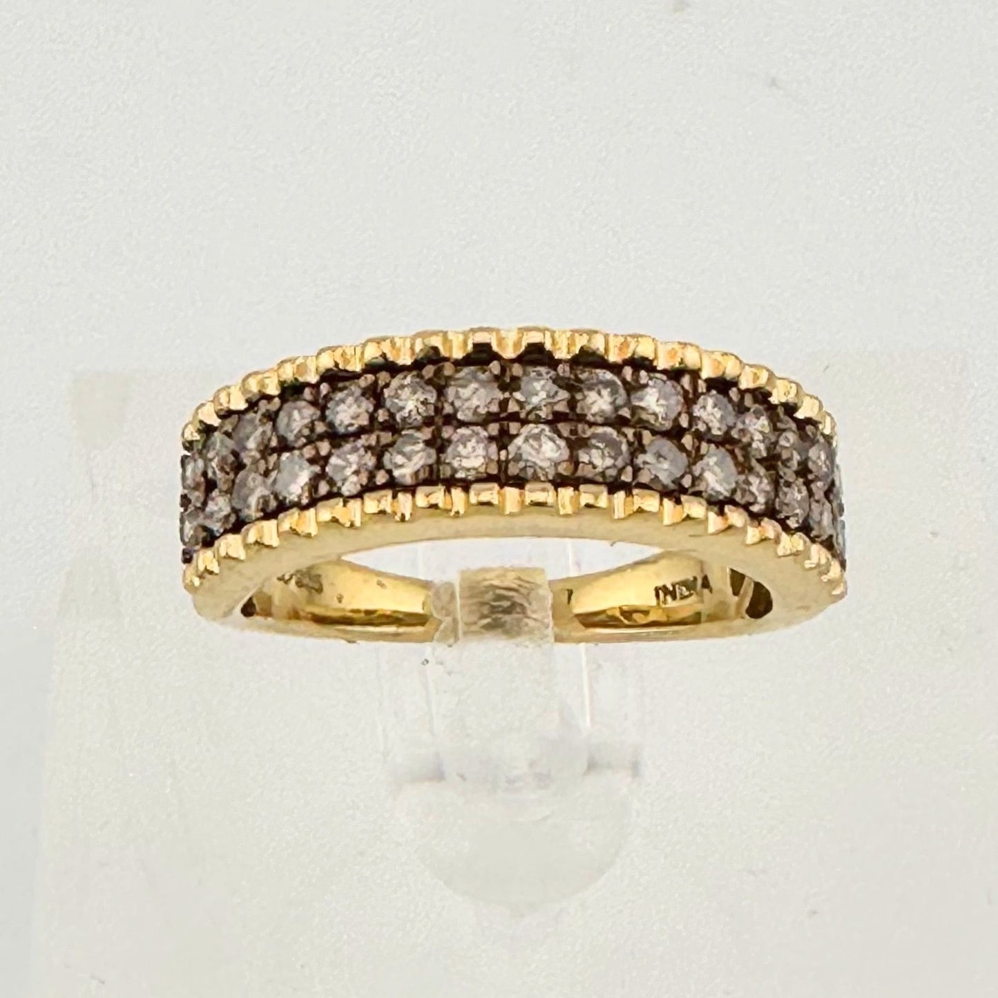 Beautiful 3/4 Ct Diamond 2 row Anniversary Ring 14kt Gold Overlaying .925 Sterling Silver