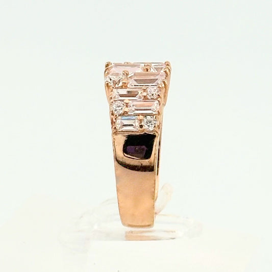 Beautiful 1.7ct White Topaz Baguette Ring - Size 7 -  14kt Rose Gold Overlaying Sterling SIlver
