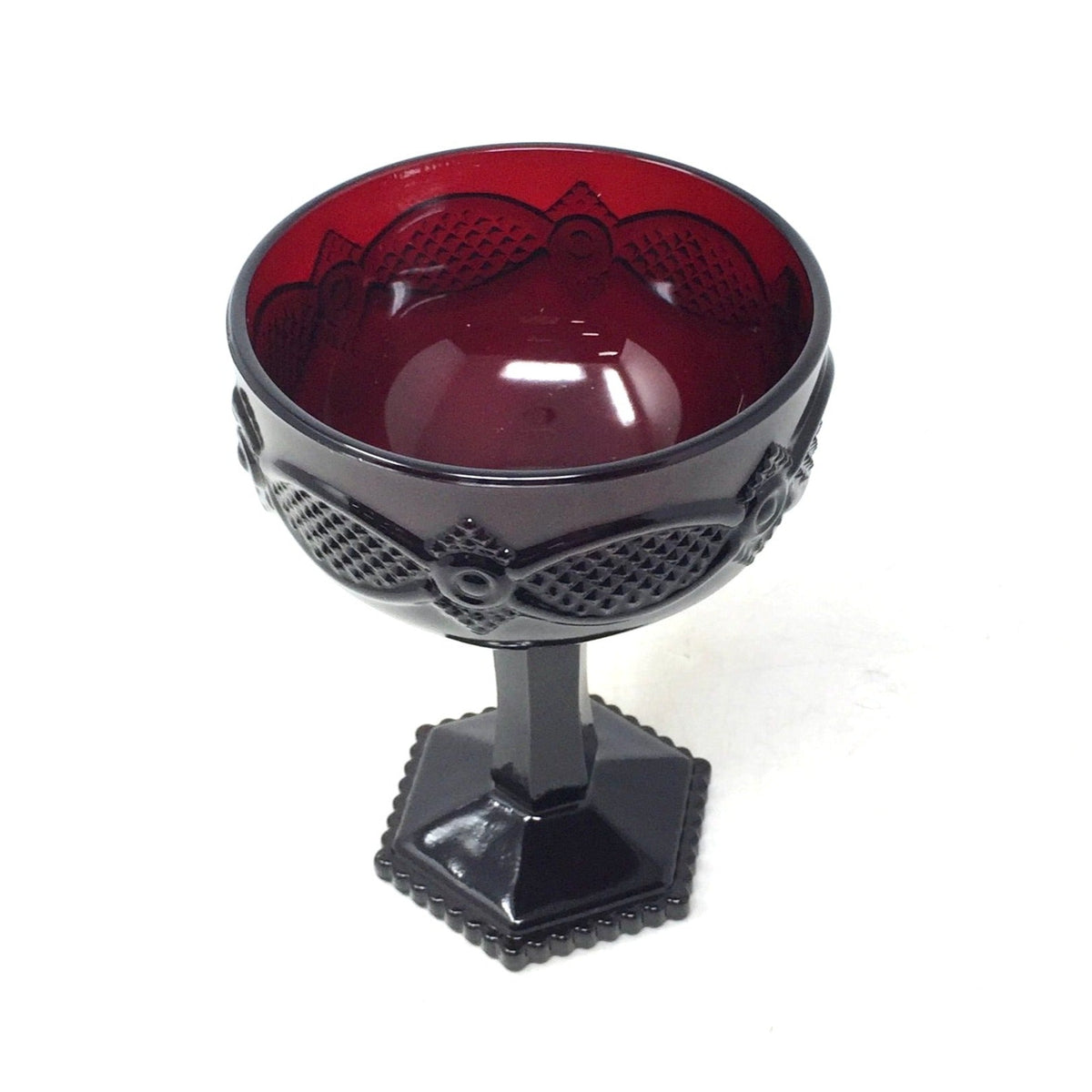 Vintage Avon 1876 Cape Cod Collection Ruby Red Glass Saucer Champagne / Tall Sherbet Goblet Avon  A+ Stuff Drinking, Dining & More