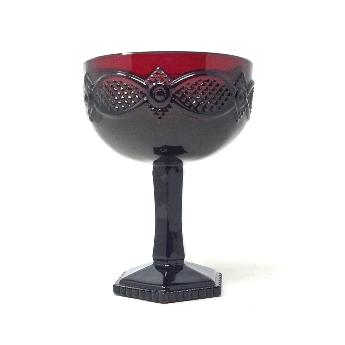 Vintage Avon 1876 Cape Cod Collection Ruby Red Glass Saucer Champagne / Tall Sherbet Goblet Avon  A+ Stuff Drinking, Dining & More