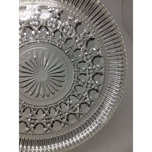 Vintage 11'' Pressed Glass Jewel Pattern Serving Plate