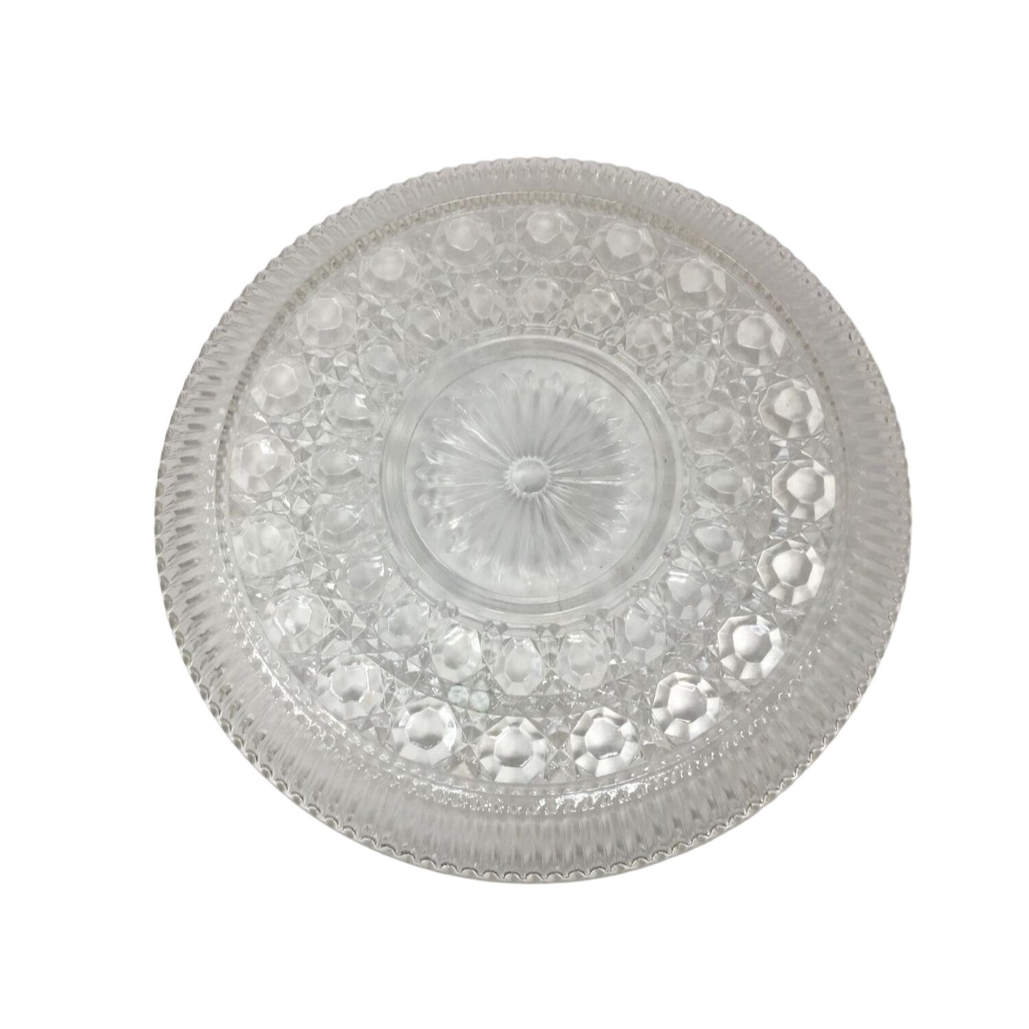 Vintage 11'' Pressed Glass Jewel Pattern Serving Plate