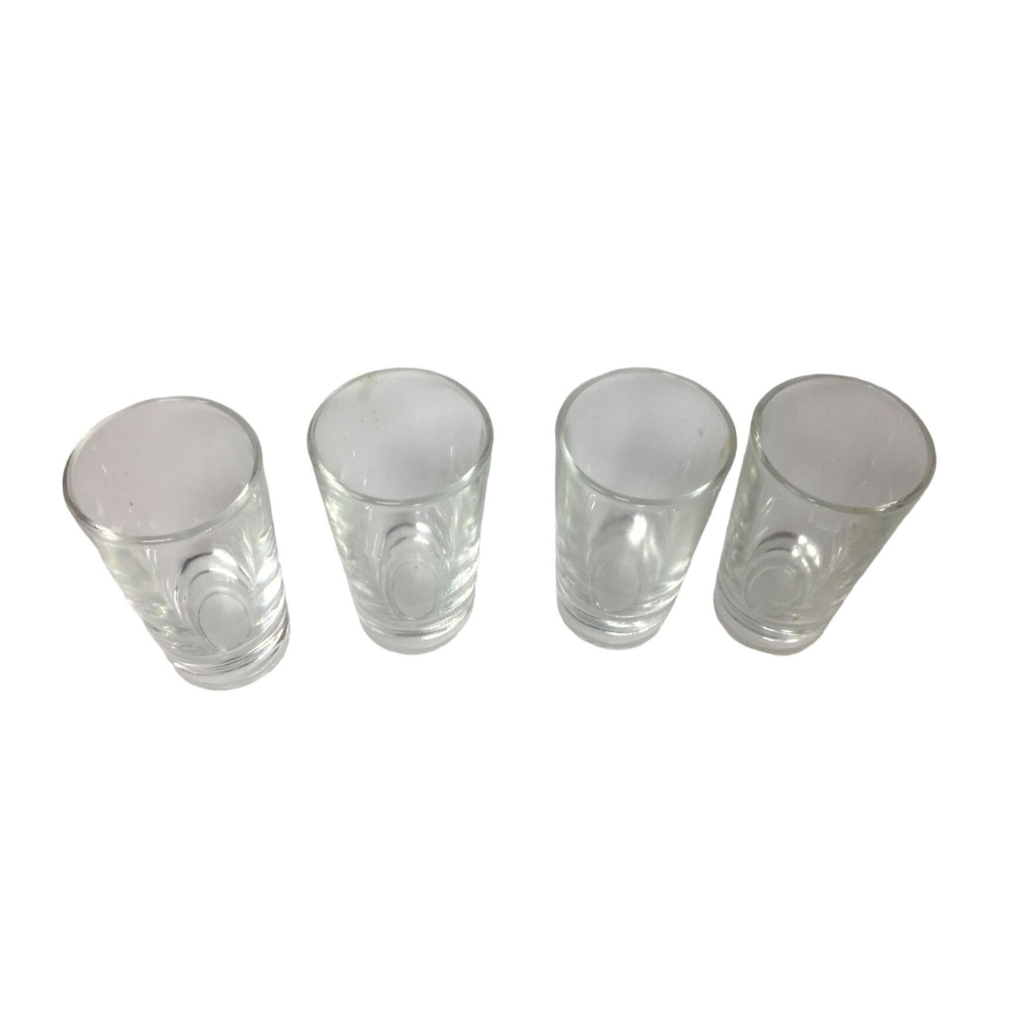 Vintage Set of 4 Clear Glass Shot Glasses- each about 2.5" tall