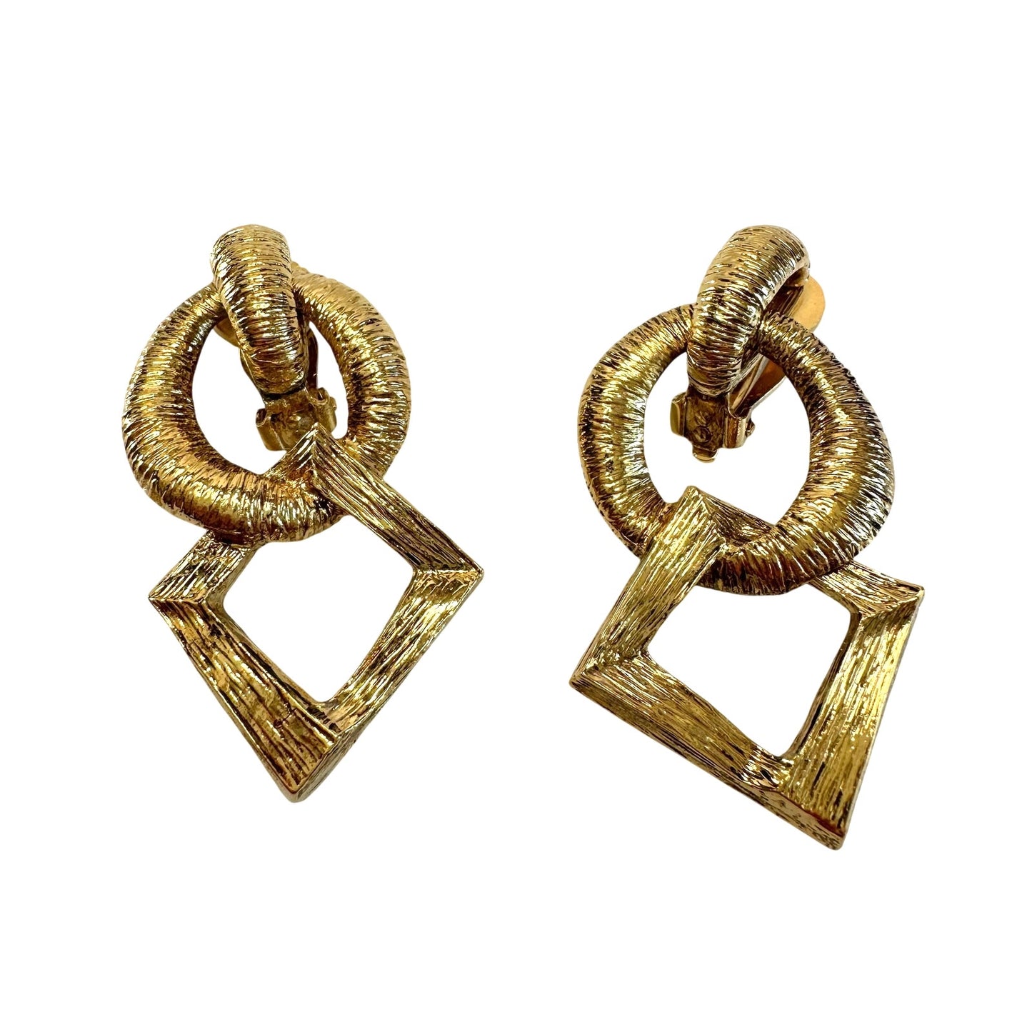 Yves Saint Laurent YSL Vintage Geometric Dangle Earrings