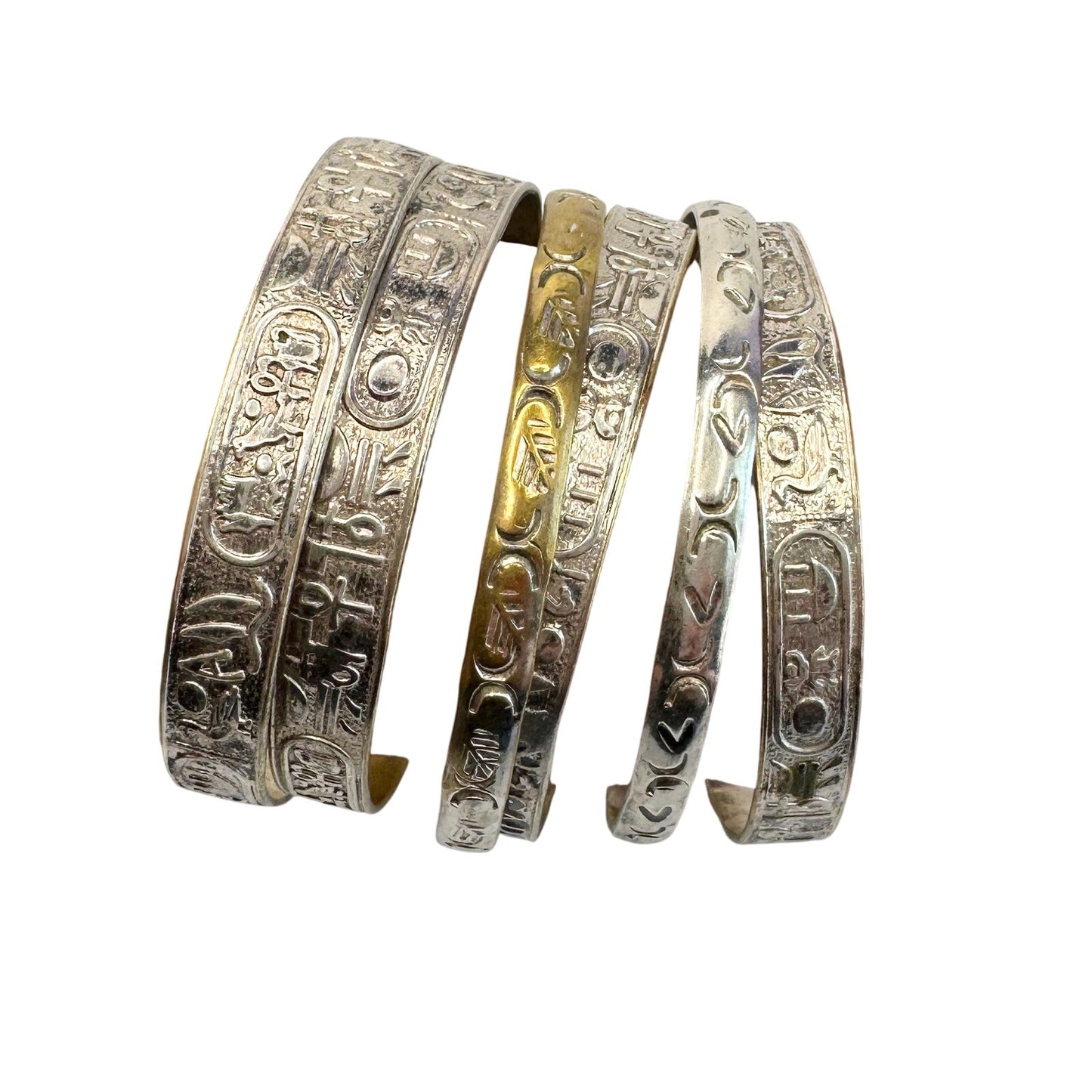 Symbol Etched Silverplated Bangle bracelets Stamped MEXICO (6)