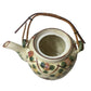 Vintage Flower Patterned Tea Pot with Lid and Wicker Handle- Made in Japan