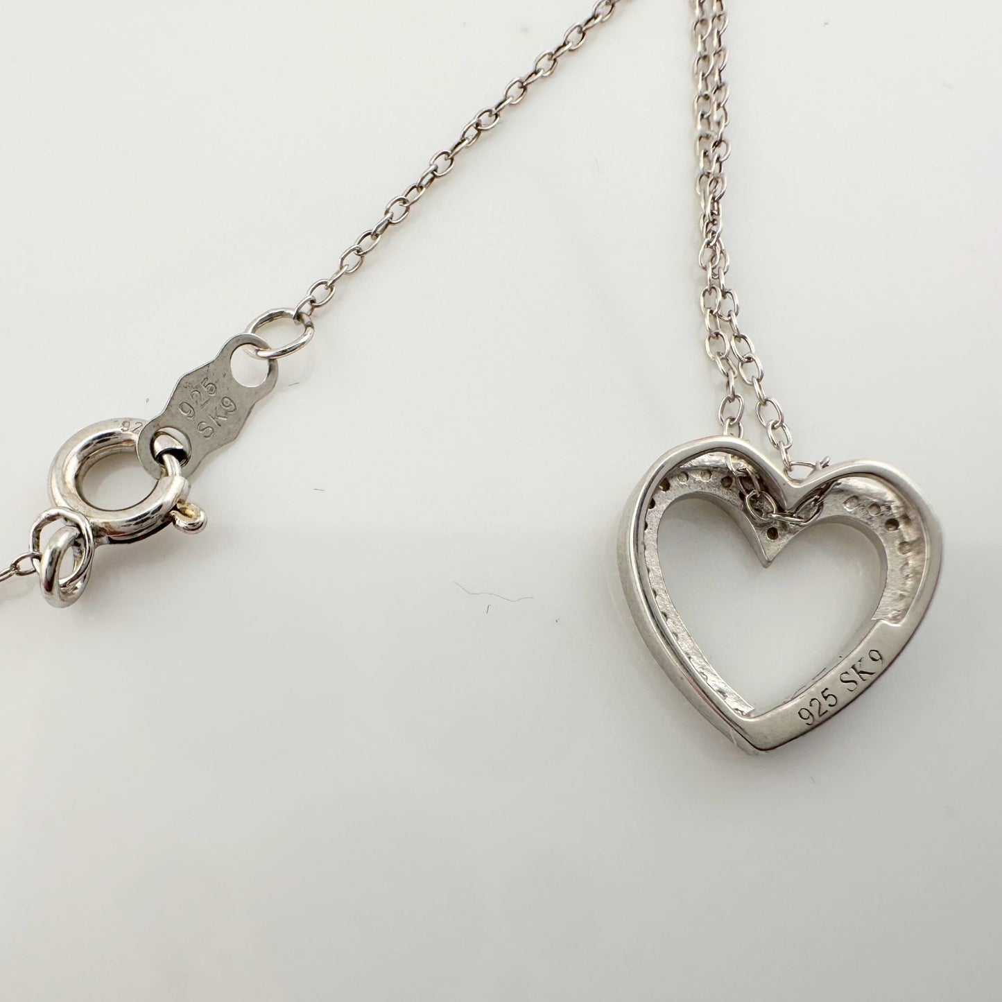 Simply Beautiful Sterling Silver Heart Necklace with Natural Diamond Accents