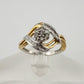 Beautiful 1/4 ct Diamond Ring Baguette and Flower Cluster with Two-Tone Sterling Band Size 7