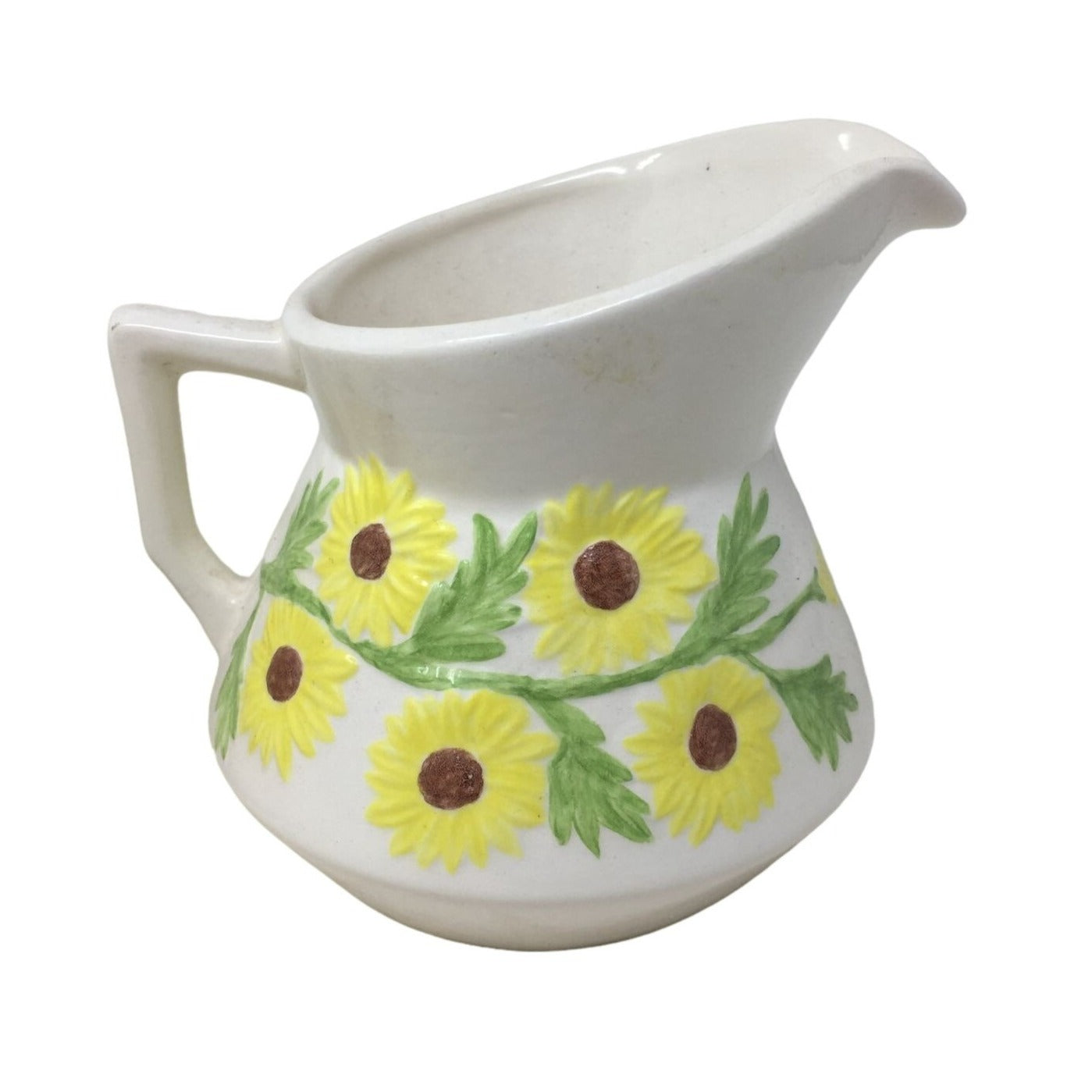 Beautiful Sunflowers! Retro Lidded Tea Set w Pot, Sugar Dish & Creamer Pitcher